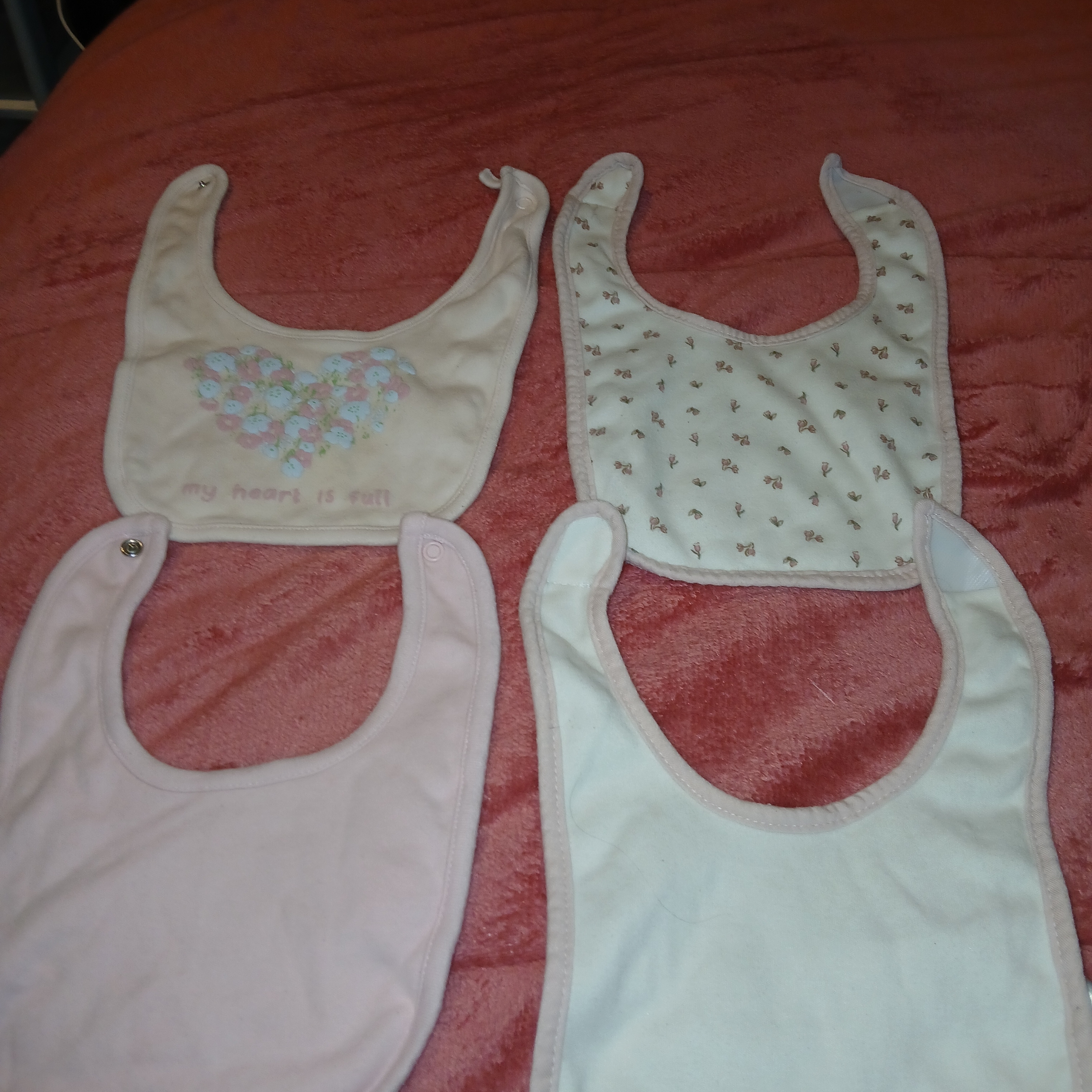 Pink, Cream, And Blue Baby Bib Set